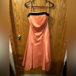 Orange and Black Tea length bridesmaid dress
